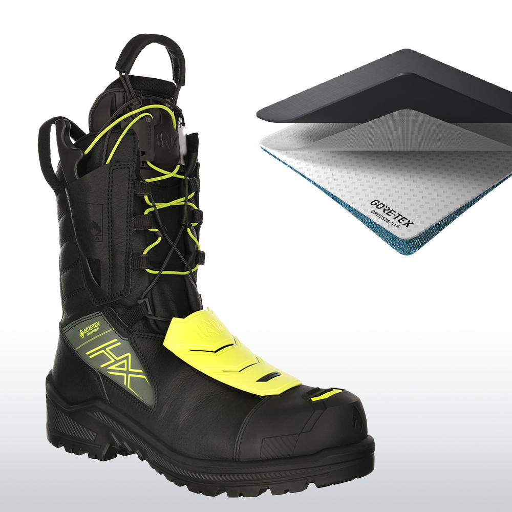 Stiefel, Wanderschuh, Gore-Tex, Stiefelprofil, Neon-Gelber Schnallen