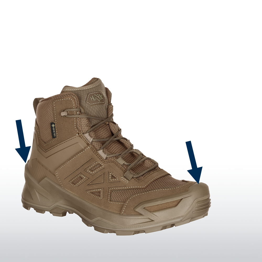 Stiefel, Wanderschuh, Gummisohle, High-cut, braun/tan