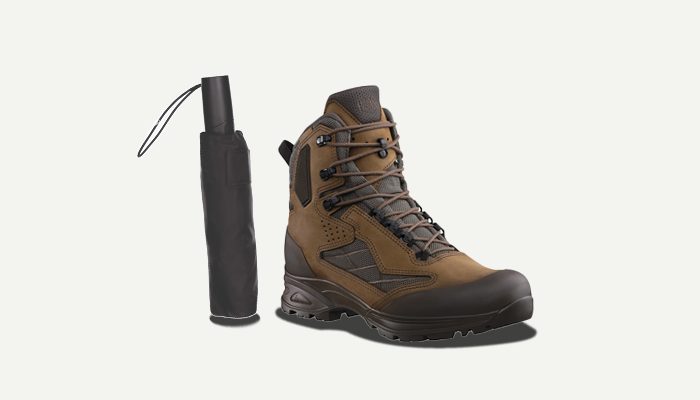Solo per un periodo limitato: ombrello in omaggio con tutte le calzature outdoor e l’abbigliamento tecnico.